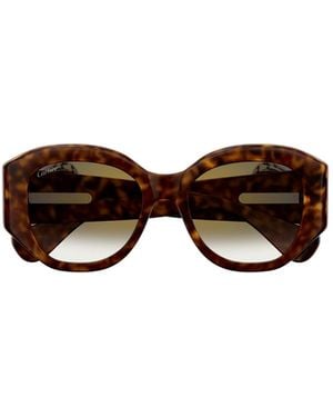 Cartier Panthere Square Frame Sunglasses - Brown