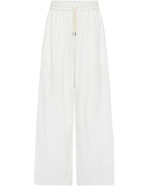 St. Agni Cotton-Blend Poplin Wide-Leg Pants - White