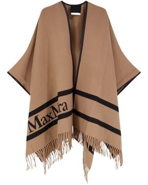 Max Mara Jacquard Wool Poncho - Brown