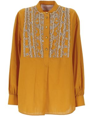 Valentino Embellished Button Detailed Shirt - Orange