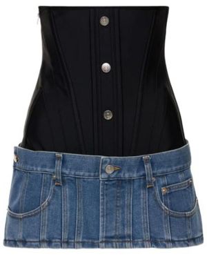 Mugler Denim Corset Mini Skirt - Blue