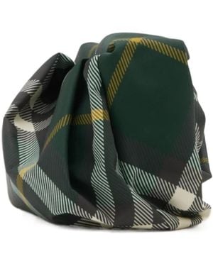 Burberry Rose Checkered Ruched Clutch Bag in Green | Lyst