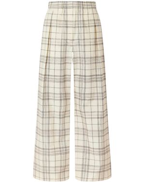 Jil Sander Plaid Wide-Leg Casual Trousers - White