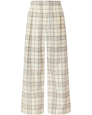 Jil Sander Plaid Wide-Leg Casual Trousers - White