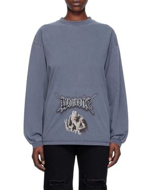 we11done Logo Long-Sleeved T-Shirt - Blue