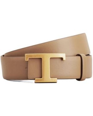 Tod's T Timless Reversible Leather Belt - Natural