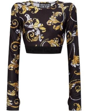 Versace Jeans Couture Couture Baroque Print Crop Top - Black