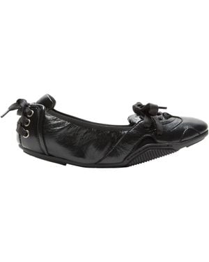 Acne Studios Lace-Up Leather Sneakerinas - Black