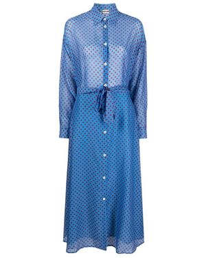 Massimo Alba Polka Dot-Print Midi Dress - Blue