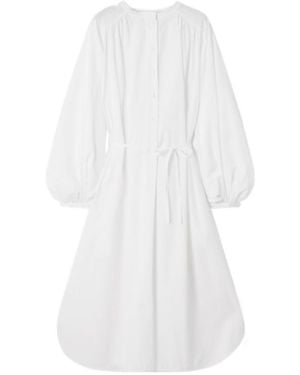 Loulou de Saison Vitti Oversized Belted Cotton-Poplin Midi Dress - White