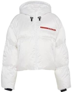 Prada Cropped Technical Re-Nylon Down Jacket - White