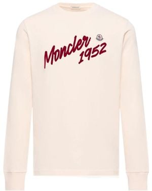 Moncler Logo Cotton Jersey Long Sleeve T-Shirt - Pink