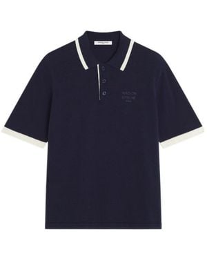 Maison Kitsuné Ribbed-Trim Polo Shirt - Blue