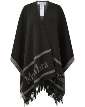 Max Mara Minimalist Shawl Cape - Black