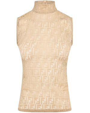 Fendi High-Neck Top - Natural