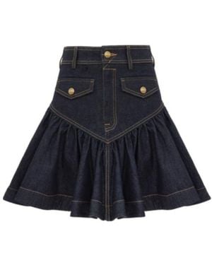 Zimmermann Denim Frill Mini Skirt - Blue