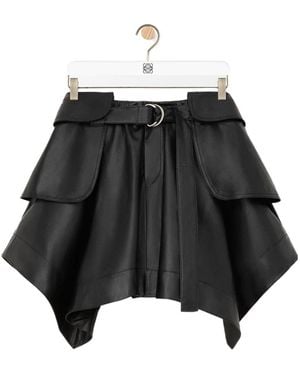 Loewe Cargo Belted Leather Mini Skirt - Black