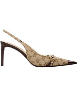 Gucci Jacquard Slingback Court Shoes - White
