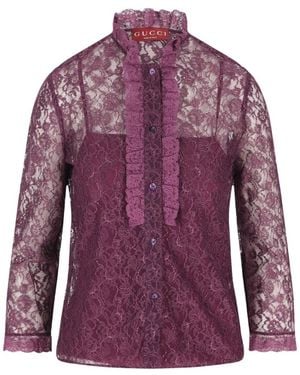 Gucci Ruffled Lace Shirt - Purple