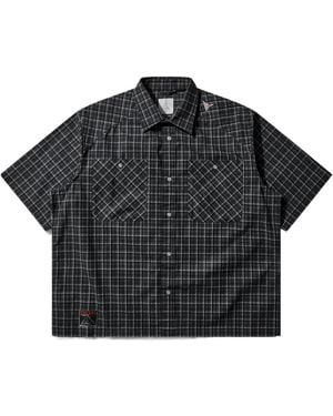 ROA Check-Print Short-Sleeve Shirt - Black