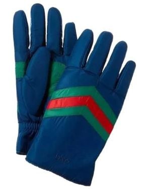 Gucci Webbing Striped Gloves - Blue