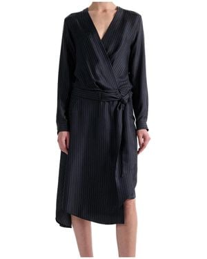 Barbara Bui Pinstriped Silk Dress - Black