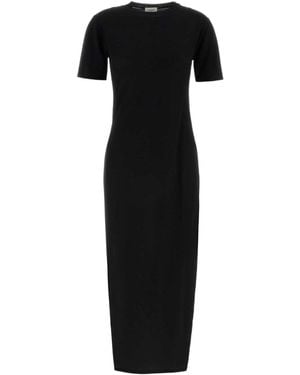 Saint Laurent Long Knitted Crewneck Dress - Black