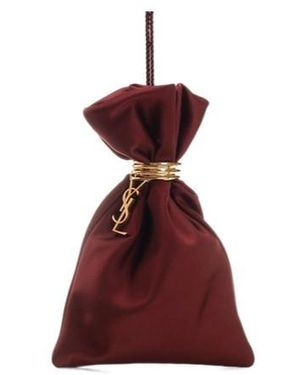 Saint Laurent Satin Clutch - Red