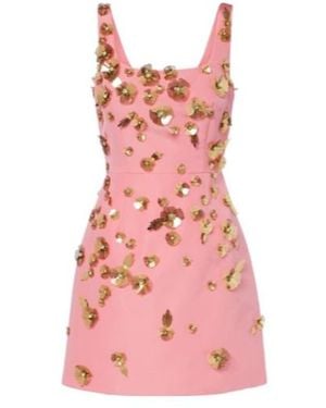 Carolina Herrera Floral Satin Mini Dress - Pink