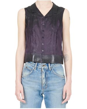 Maison Margiela Foil-Treated Sleeveless Shirt - Blue