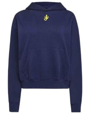 JW Anderson Anchor-Embroidered Hoodie - Blue