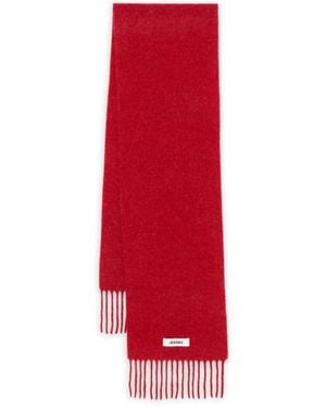 Jacquemus Logo Patch Fringed Scarf - Red
