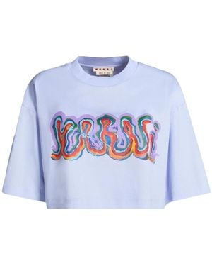 Marni Jersey T-Shirt With Print - Blue