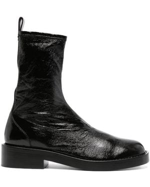 Courreges Logo-Patch Cracked Boots - Black
