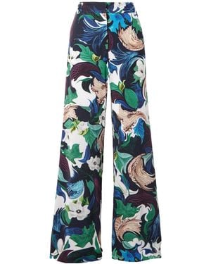 Mary Katrantzou Printed Stretch-Jersey Wide-Leg Trousers - Blue