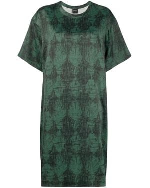 Aspesi Scribble-Print T-Shirt Dress - Green