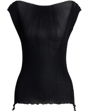 Alberta Ferretti Ribbed Knit Top - Black