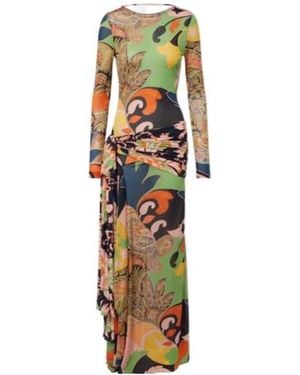 Etro Paisley Draped Gown - Metallic