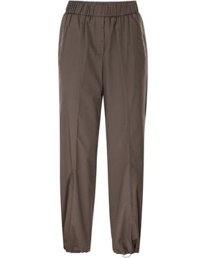 Peserico Elasticated Waistband Stretch Sateen Pants - Brown