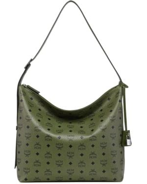 MCM Large Aren Hobo Visetos Monogram Shoulder Bag - Green
