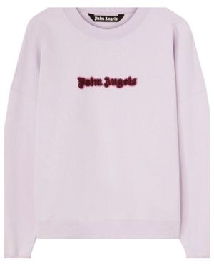 Palm Angels Logo Embroidered Crewneck Sweatshirt - Pink
