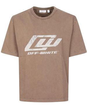 Off-White c/o Virgil Abloh Logo Printed Crewneck T-Shirt - Brown