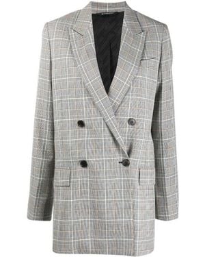 Givenchy Check-Pattern Double-Breasted Blazer - Grey