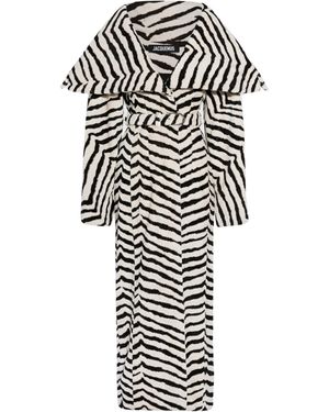 Jacquemus Caruso Zebra Long Belted Coat - White