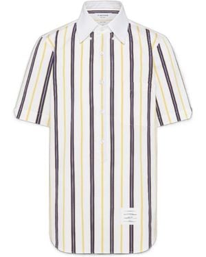Thom Browne Repp Striped Short-Sleeve Shirt - White