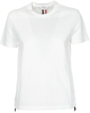 Thom Browne Rwb Stripe Asymmetric Hem T-Shirt - White