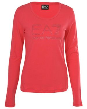 EA7 Logo Long-Sleeved T-Shirt - Red