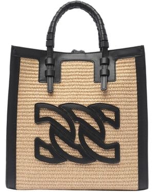 Casadei Baurivage Woven Top Handle Bag - Black