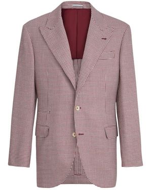 Brunello Cucinelli Houndstooth Peak Lapels Tailor Blazer - Purple