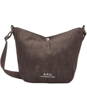 A.P.C. Small Logo-Print Denim Shoulder Bag - Brown